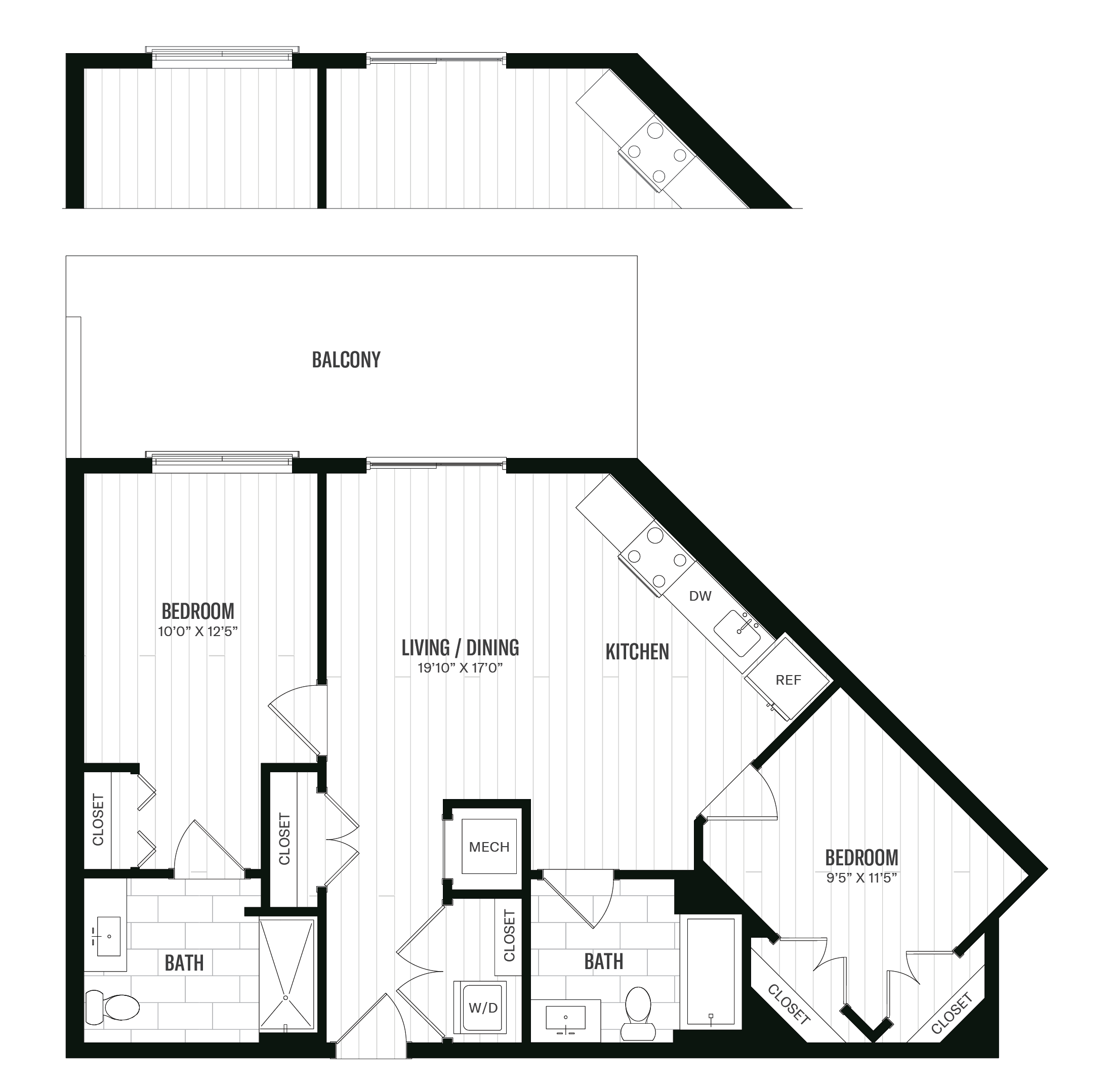 Floorplan image of 2 Bed/2 Bath-B1- ANSI